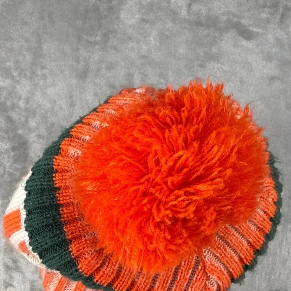 Miami Hurricanes Beanie New Era Unisex OSFM NCAA Football Orange White EUC